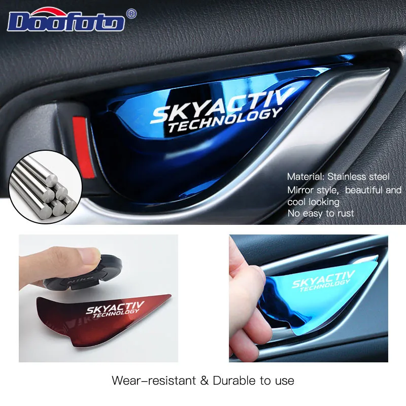 Car Styling Stickers Car Door Bowl Handle Cover Trim Interior Stickers Case For Mazda Skyactiv Technology 3 6 CX 5 CX3 Car Styling Accessories