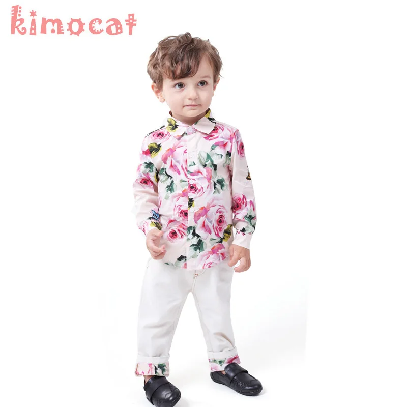 Kimocat/весенняя одежда для мальчиков модная Милая Детская одежда для мальчиков футболка+ штаны, детская одежда для свадебной вечеринки для мальчиков одежда для малышей
