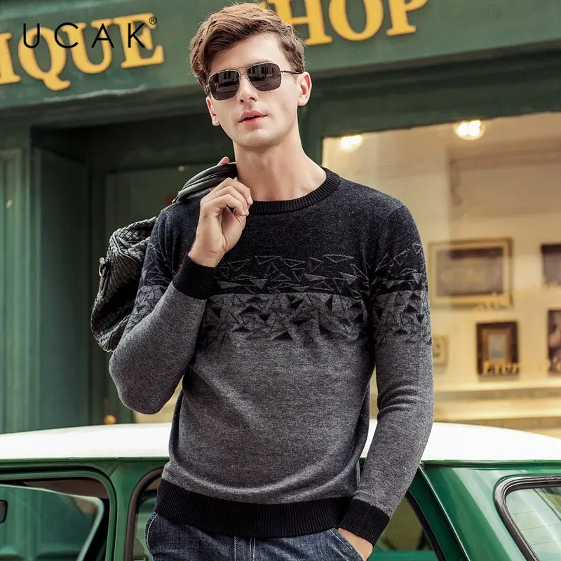 UCAK Brand 100% Merino Wool Sweater Men 2019 Autumn Winter New Arrival Cashmere Pullover Men Streetwear Fashion Pull Homme U3056 UCAK Brand 100% Merino Wool Sweater Men 2019 Autumn Winter New Arrival Cashmere Pullover Men Streetwear Fashion Pull Homme U3056
