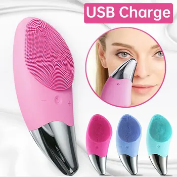 Electric Face Massager And Deep Cleansing Silicone Brush