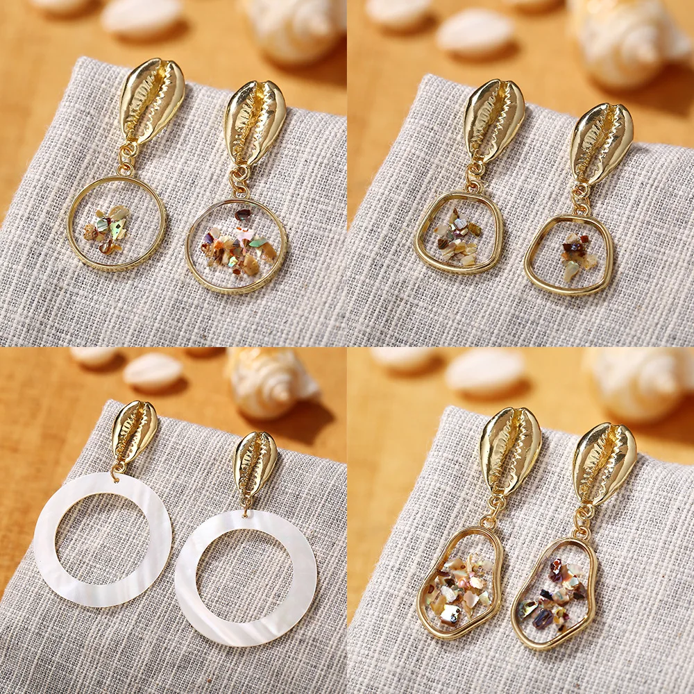 

Women Simple Retro Plated Shell Fashionable Metal Shell Gold Party Earrings
