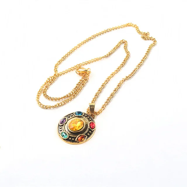 necklace Мстители Шарм браслет танос Стразы обёрточная Бумага браслет Мстители 3 Бесконечность мощность гаунтлет браслет мужские кожаные браслеты, бижутерия - Окраска металла: necklace