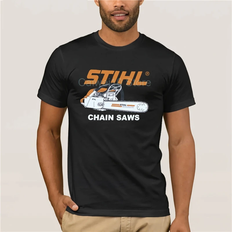 

New Summer Men's Casual Print T Shirt Fashion POWERED BY STIHL Novelty Cool Tops Men Short Sleeve Rick Tee Shirts 100% Cotton