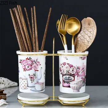 

Ceramic Chopsticks Storage Rack Chopsticks Barrel Tableware Draining Rack Organizer Storage Box Kitchen Accessories
