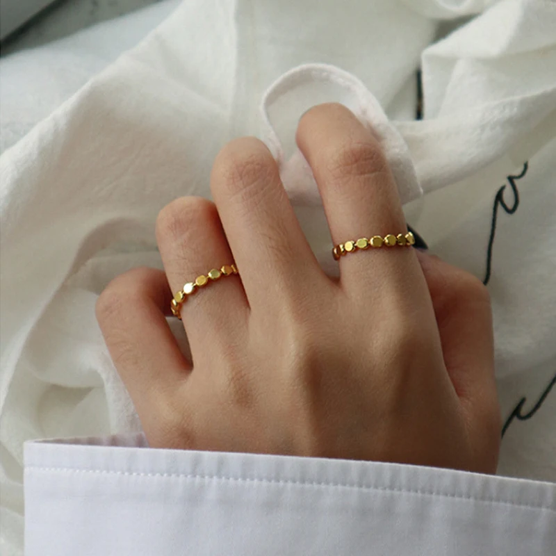 F.I.N.S Minimalist Fine Jewelry Geometric Flat Round Beads S925 Sterling Silver Ring Simple Stackable Silver Finger Ring 925 silver ring silver rings