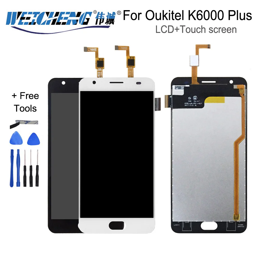 Ceny 5.5 cala dla Oukitel K6000 Plus wyświetlacz LCD i ekran dotykowy wymiana zespołu Digitizer + narzędzia + klej