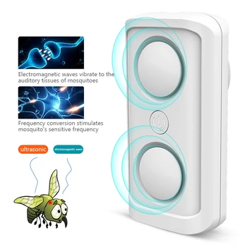

2pcs Variable Frequency Ultrasonic Pest Repeller Electronic Anti Mosquito Mouse Spider Ant Cockroach Insect Repellent US Plug