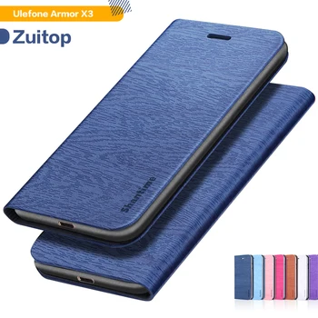 

Wood grain PU Leather Phone Case For Ulefone Armor X3 Flip Case For Ulefone Armor X5 Business Wallet Case Silicone Back Cover