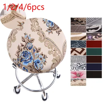 

1/2/4/6PCS Printed Round Chair Cover Bar Stool Cover Elastic Seat Cover Home Chair Slipcover Round Chair Bar Stool