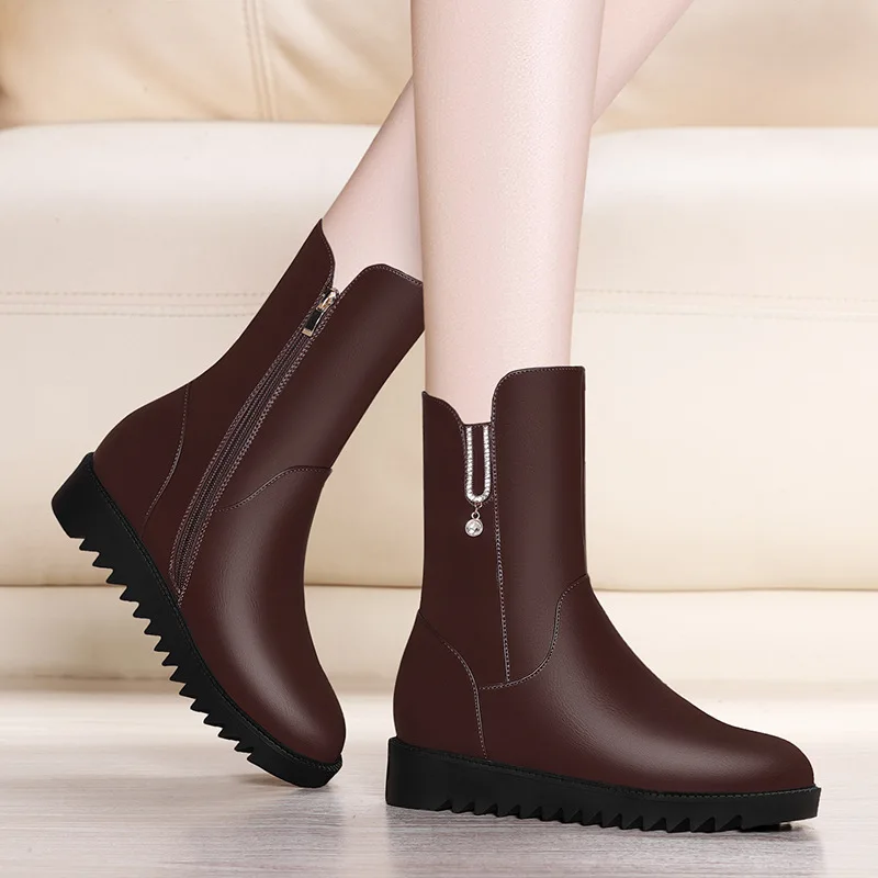 

Korean-style Comfortable Short Boots Spring And Autumn 2018 New Style Black And White with Pattern Chunky-Heel round-Toe Autumn