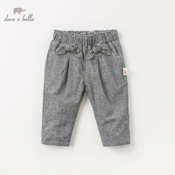 

DB11545 dave bella autumn baby girls fashion bow plaid pants children full length kids pants infant toddler trousers