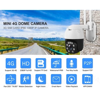 

3G 4G LTE Camera 1080P HD PTZ Camera 9 LED IR Night Vision CCTV P2P IP Camera Outdoor IP66 Cam Euro Asia Pacific EU Plug