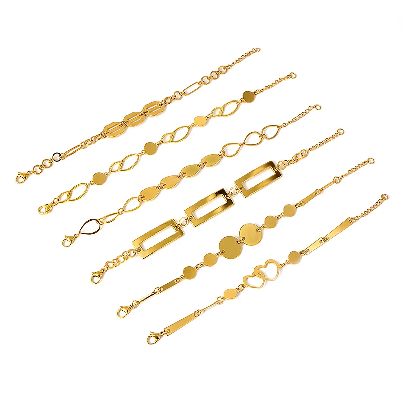 

Vintage Hollow Heart Link Chain Bracelets For Women Gold Color Charm Bracelets Stainless Steel Wedding Jewelry Bijoux Wholesale