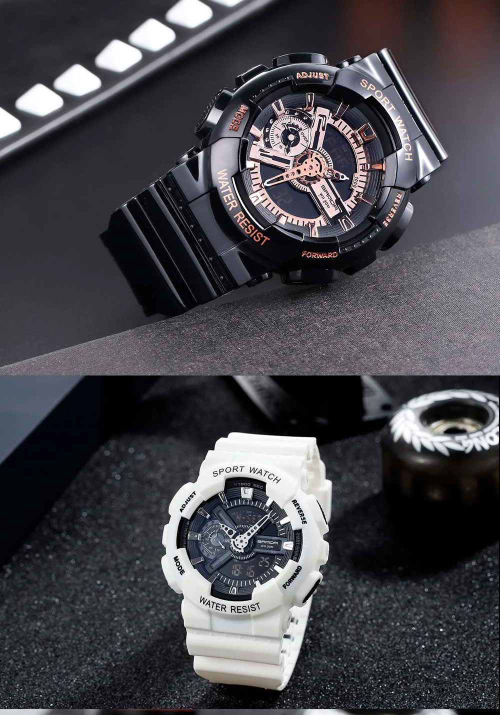 Новые модные мужские спортивные часы для влюбленных, кварцевые аналоговые светодиодный цифровые часы, мужские военные водонепроницаемые часы, мужские часы