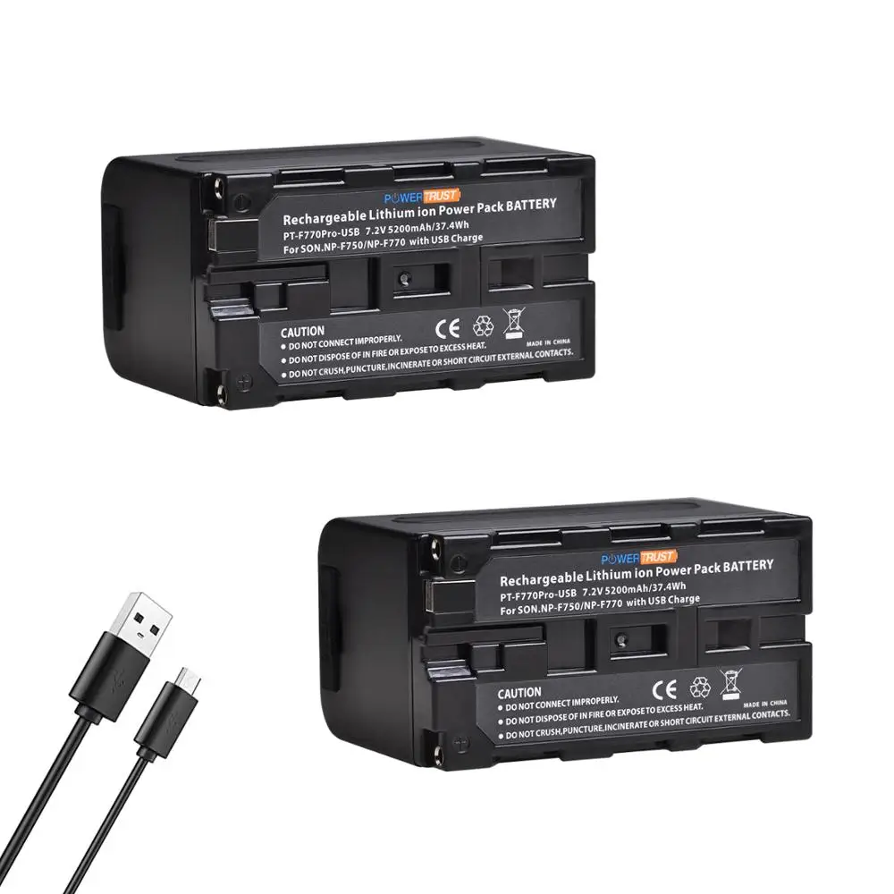 

PowerTrust 5200mAh NP-F750 NPF750 NP F750 F730 F770 Battery USB Output with LED Power Indicator for Sony CCD-TRV215 CCD-TR917