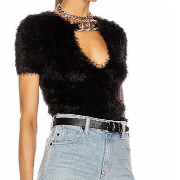 

Women Short Sleeve O-neck Sweaters 2020 Autumn Winter Black Knitted Pullovers Women Casual Korean Female Jumper