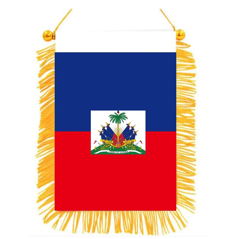 

xvggdg 10*15cm Haiti Flag Mini Double Sided Printed Blackout Cloth Hanging National Flag