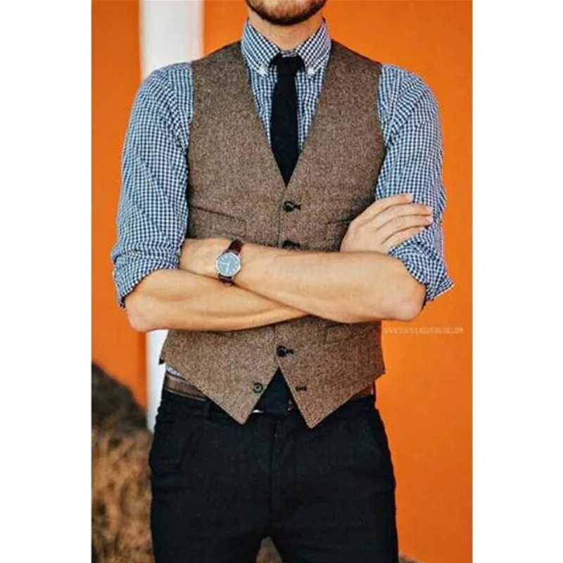 Brown-Wool-Herringbone-Tweed-Vests-Slim-Mens-Suit-Vests-Custom-Made-Sleeveless-Suit-Jacket-Mens-Dress (2)