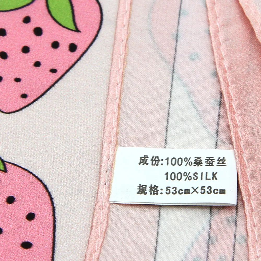 53cm 100% Pure Silk Bandana Women Handkerchief Strawberry Female Hair Scarf Kids Gift Natural Silk Square Headband Bulk Present 3