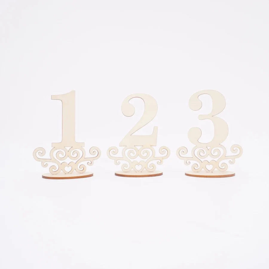 Number 1-10 Wooden Table Numbers with Round Holder Base For Restaurant Wedding Bridal Shower Party Decoration