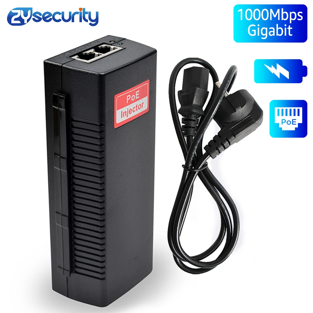 PoE инжектор 1000 Мбит/с гигабит 48 в 30 Вт AC 100 240 IEEE 802.3u 100BaseTx Power Over Ethernet RJ45 адаптер для IP