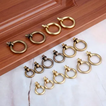 2Pcs 20253035mm Antique Brass Jewelry Wood Box Ring Door Furniture Knobs Vintage Drawer Cabinet Door Kitchen Pull Handle Knob