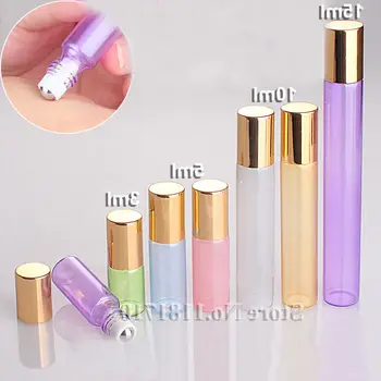 

NEW ARRIVAL 20pcs/lot 3ml 5ml 10ml 15ml Colorful Glass Roll on Bottle Empty Essential Oils Bottle Travel Perfume Glass Vials