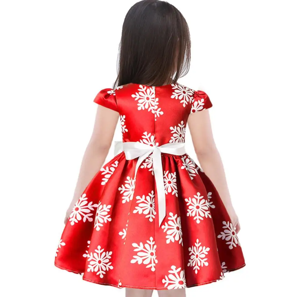 Рождественское платье для девочек; праздничные платья красного и синего цвета; детская одежда для костюмированной вечеринки; платье принцессы со снежинками для девочек; новогодний костюм