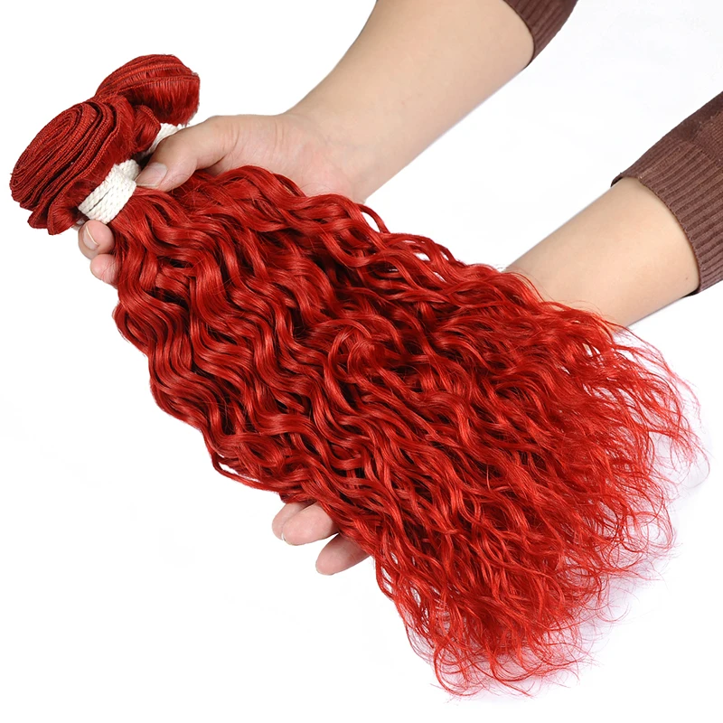 Бразильские натуральные кудрявые пучки волос с закрытием красные волнистые пряди с закрытием Pinshair не Реми волосы предварительно выщипанные волосы