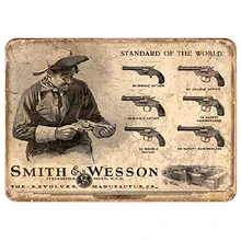 Smith and Wesson пистолет Ретро жестяная пластина знаки винтажная металлическая живопись Классическая железная картина Настенный декор