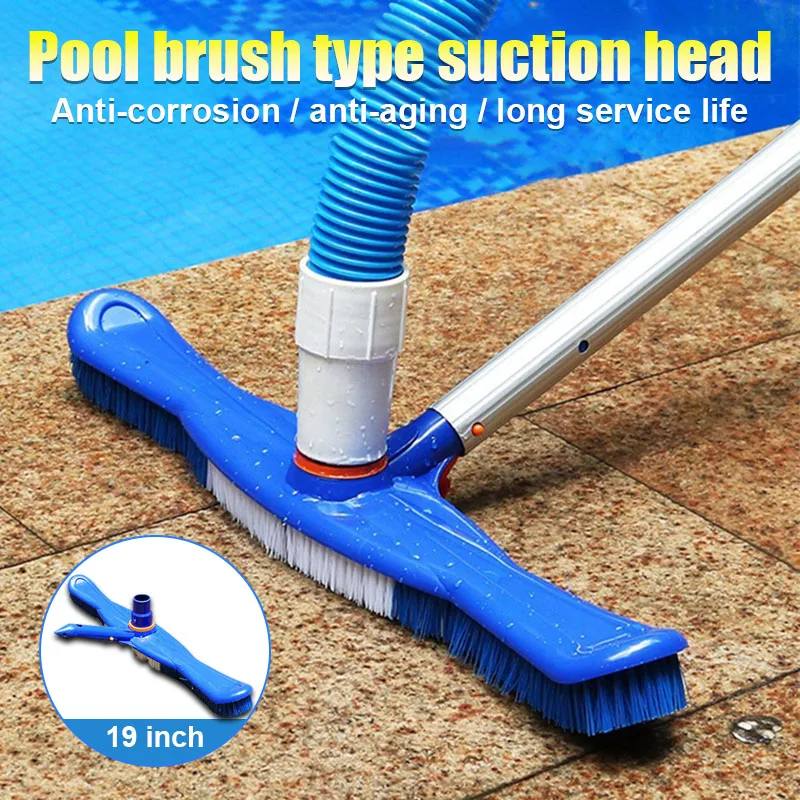 

19 Inch Swimming Pool Cleaning Brush Head Pond Wall Floor Broom Cleaner Tool ALS88