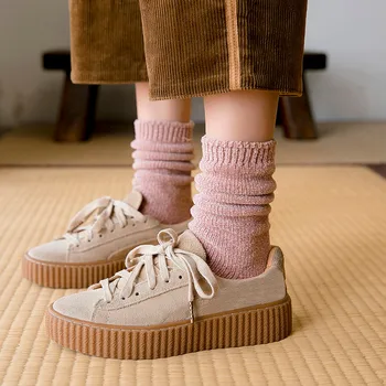 

5 Pairs Of Women Socks Harajuku Middle Tube Pearl Velvet Snow Socks Comfortable Ladies Fashion Warm Sport Socks medias de mujer