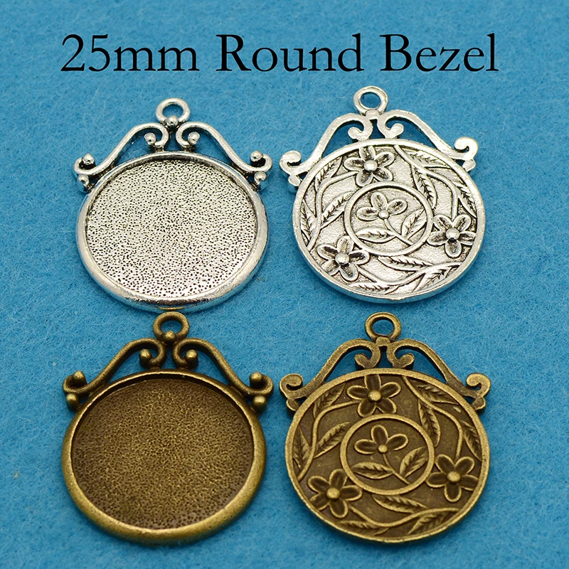 

50 pcs- 25mm Round Cabochon Setting, 25mm Round Pendant Tray, 25mm Round Setting, 25mm Round Tray Pendant, 25mm Round Bezel