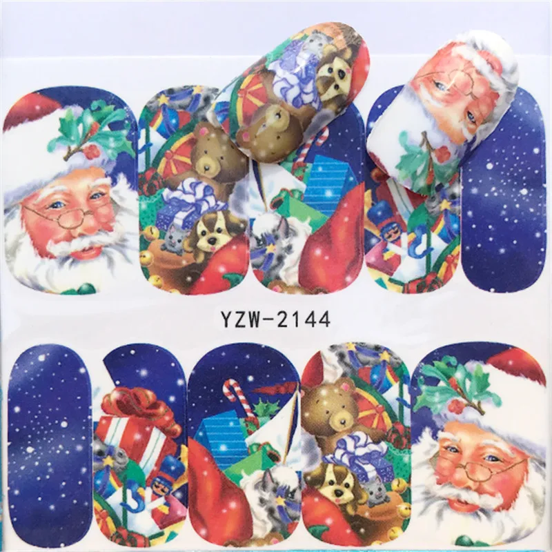 

2019 New Christmas 3D Stickers For Nails Xmas Snowflakes Deer Flowers Sliders Decorations Decals Nail Art Manicure