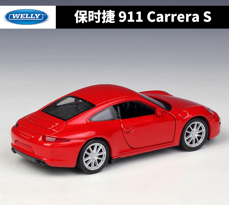 Greatest  WELLY Diecast Car 1:36 Porsche 911 Carrera S Sports Car Pull Back Car Model Car Metal Alloy Toy Car