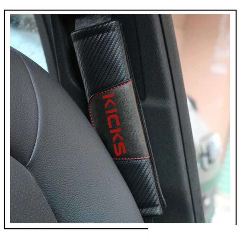 Для Nissan Kicks 2 шт. модная карбоновая кожаная накладка для ремня безопасности автомобиля автомобильный ремень безопасности Наплечная накладка автомобильные аксессуары