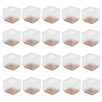 

20 Pcs 3-3.5cm Chair Leg Caps Furniture Feet Pads Wood Floor Protectors Set Table Covers -Square