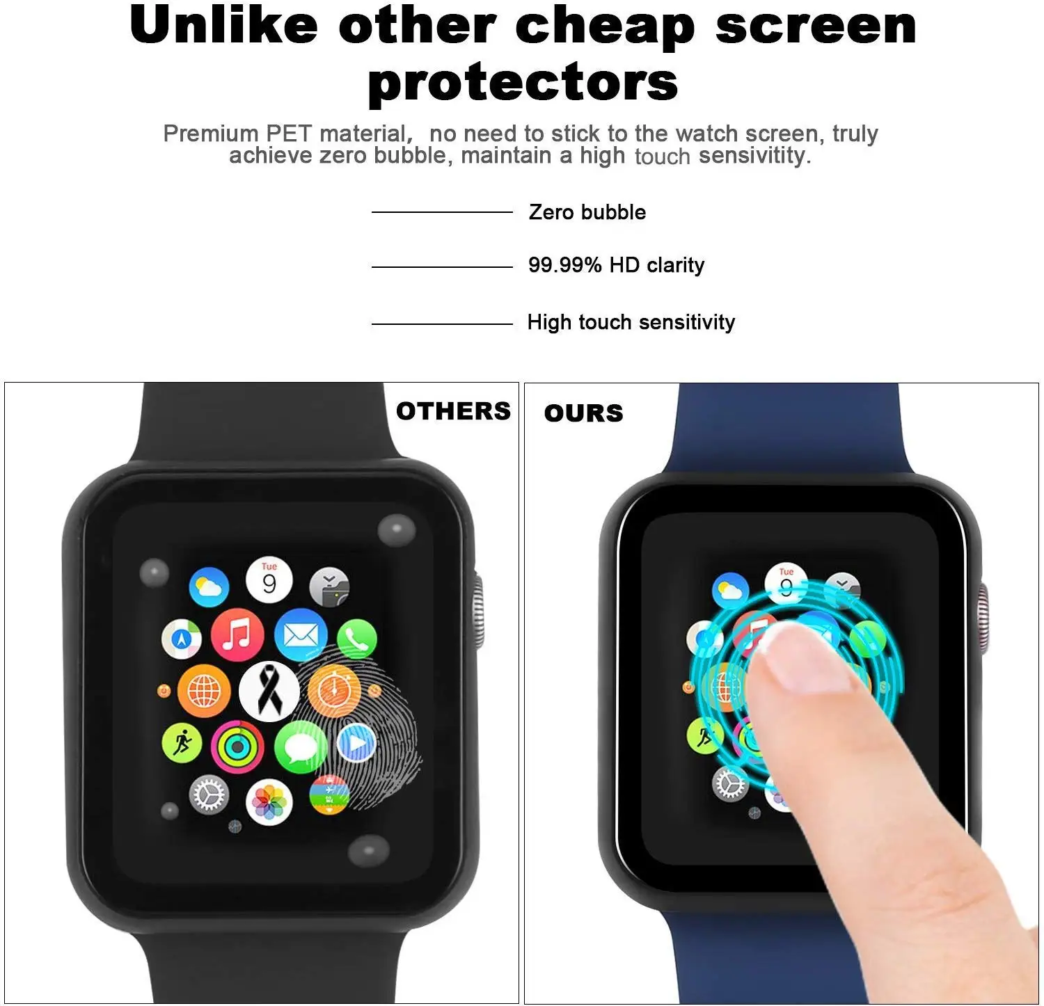 Защитный чехол для Apple Watch Series 5 4 3 2 1 40/44/42/38 мм с защитной металлической крышкой, жесткая тонкая ПЭТ пленка для iWatch