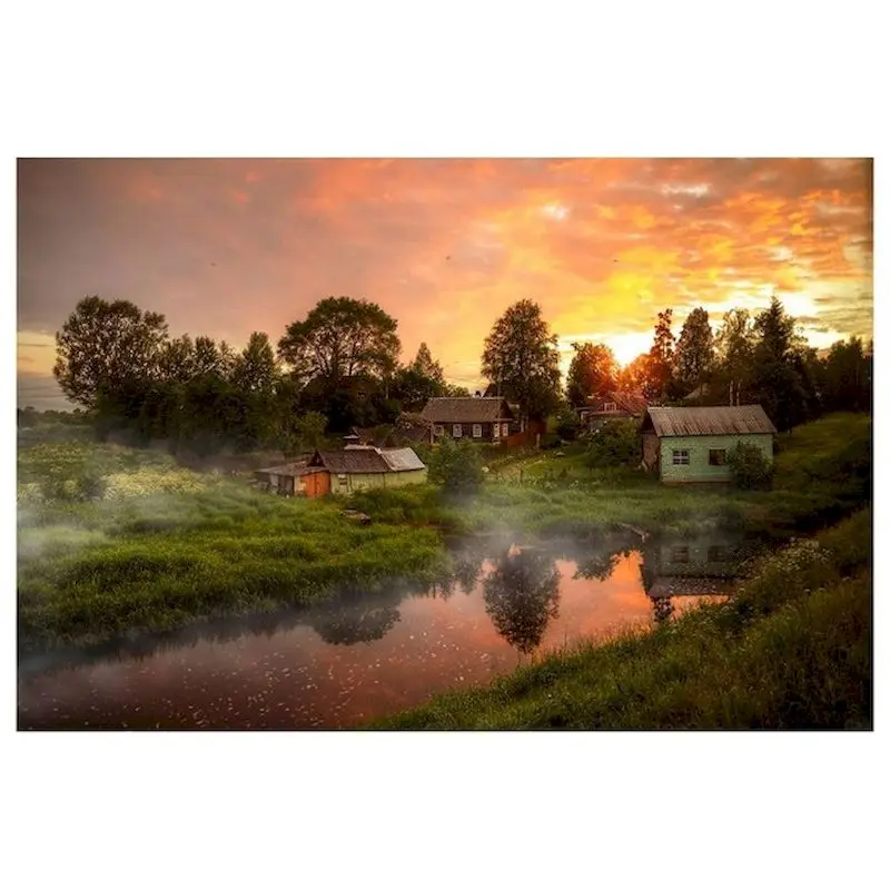 

Beautiful dusk House DIY Painting By Numbers Modern Home Wall Art Picture Handpainted Oil Painting on canvas For Room Artwork