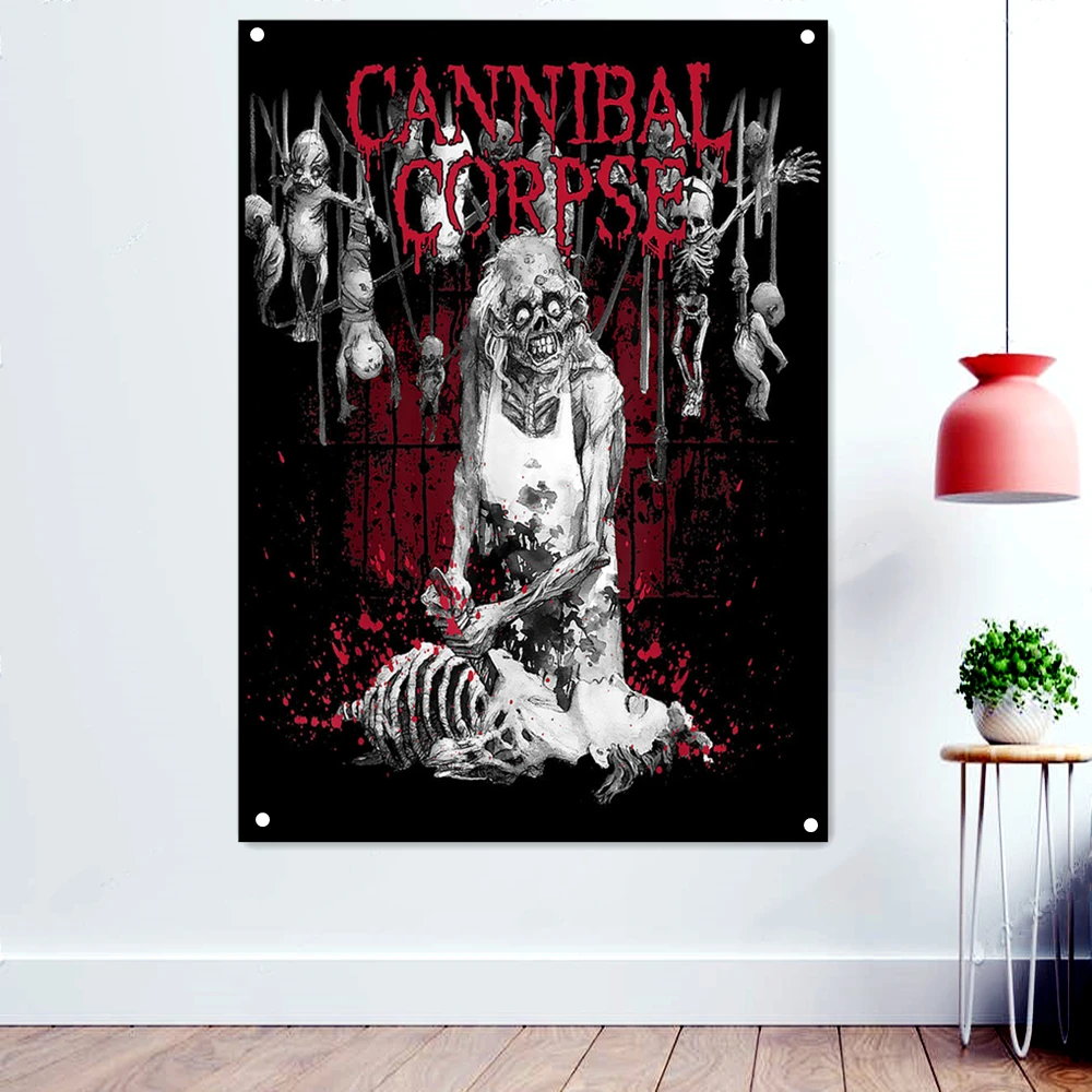 CANNIBAL CORPSE Schwere Metall Band Icon Fahnen Tapisserie Rock Musik Poster Leinwand Malerei Wand Diagramm Schädel Tattoos Kunst Wand Dekor