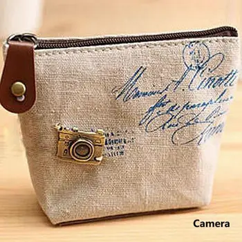 

1PCS Women Canvas Coin Purse Fashion Vintage Zipper Coin Purse Wallets Mini Bag Retro Classic Nostalgic Small Money Bags
