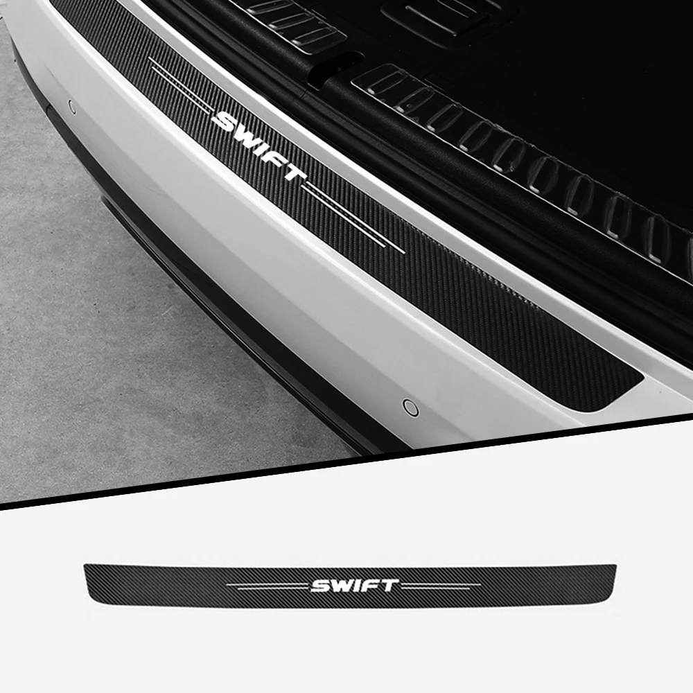 Pegatina de protección para maletero de coche, modificación para la prevención de arañazos, fibra de carbono, textura de la piel, accesorios para Suzuki SWIFT