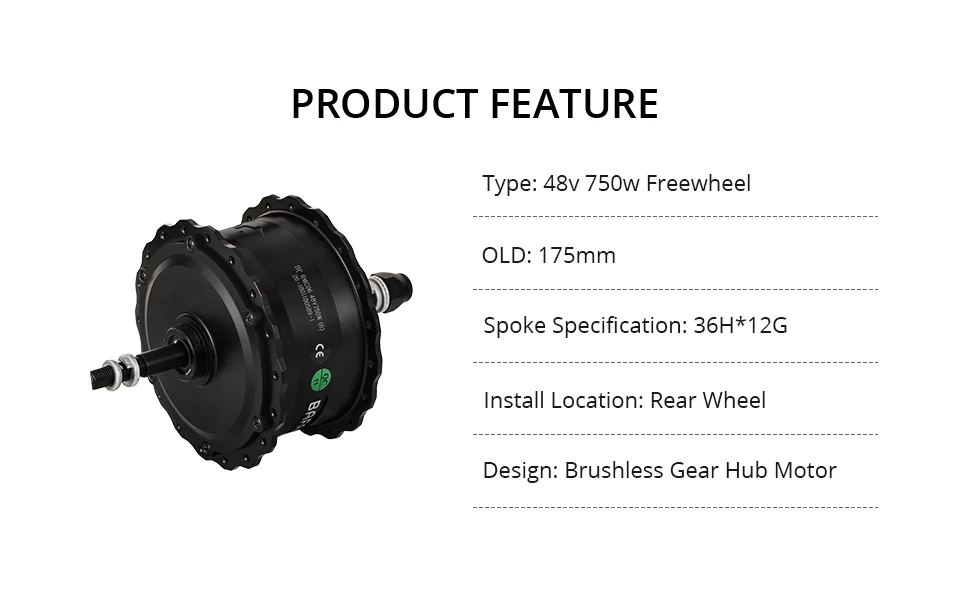 Excellent BAFANG 48V 750W Brushless Geared Bafang Hub Motor RMG06 D/DC 750W Rear Motor OLD 175mm / 190mm 8Fun Electric Bike Rear Hub Motor 2