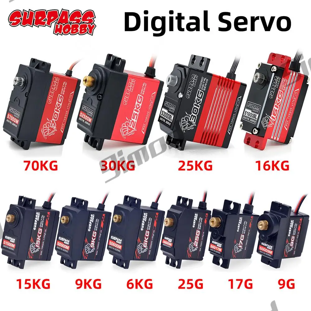 Цифровой сервопривод rc 9g 17g 25g 6 кг 9 15 20 25 30 70 металлический для радиоуправляемого