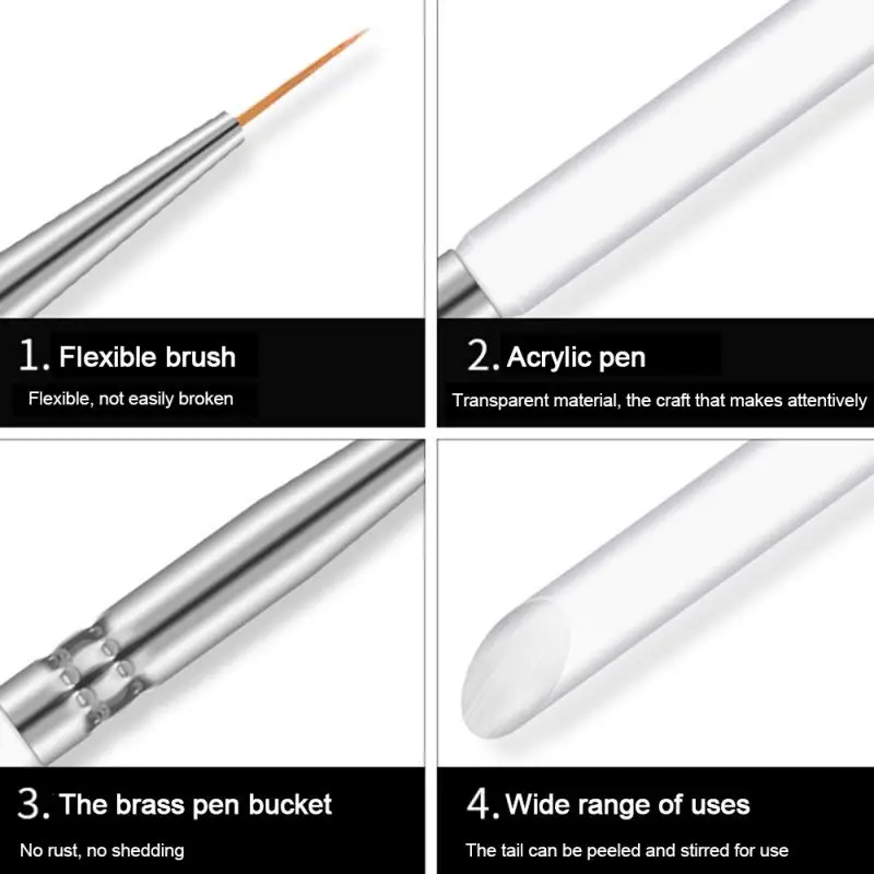 3 шт./компл. акриловая кисточка для ногтей KOLINSKY тонкая щетка для ногтей кисть УФ-гель Рисование Живопись ручка прозрачная ручка Нейл-арт набор кистей для макияжа
