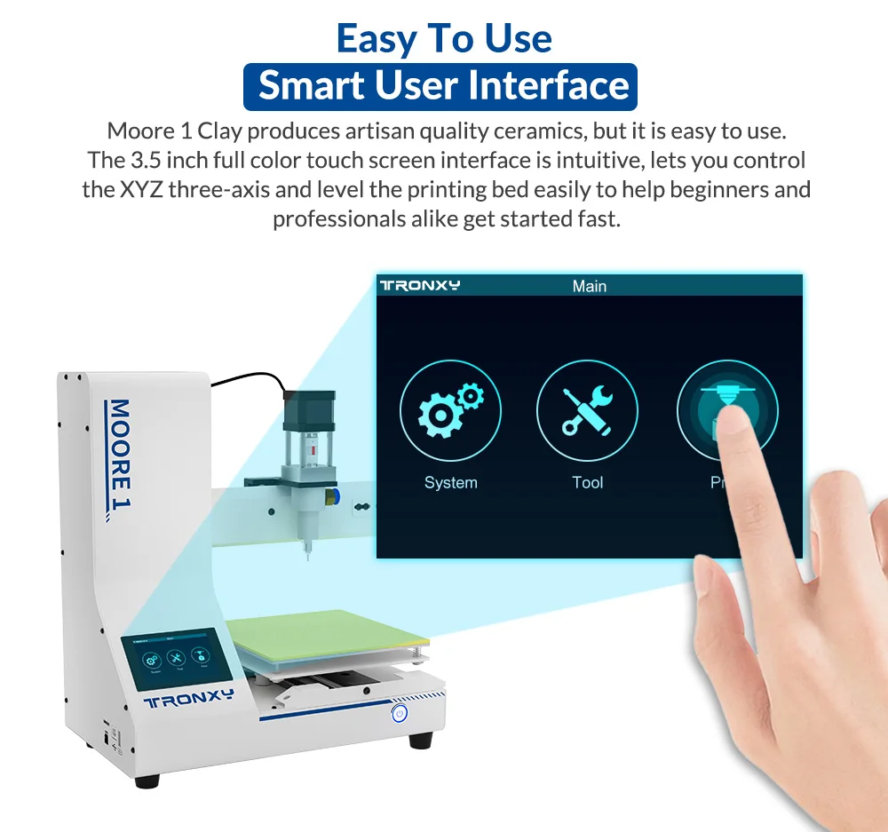 3 d printer Tronxy Moore 1 clay 3d printer 180x180x180mm potter pottery antique ceramics Liquid deposition modeling ceramic 3d printer best resin 3d printer