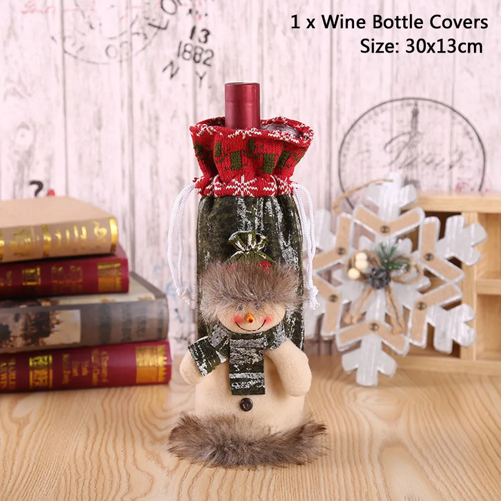 G-2 1Pcs Santa Claus Wine Bottle Cover Christmas Ornament Gift Holders Xmas Dinner Party Decorations New Year Home Table Decor - Цвет: G-2