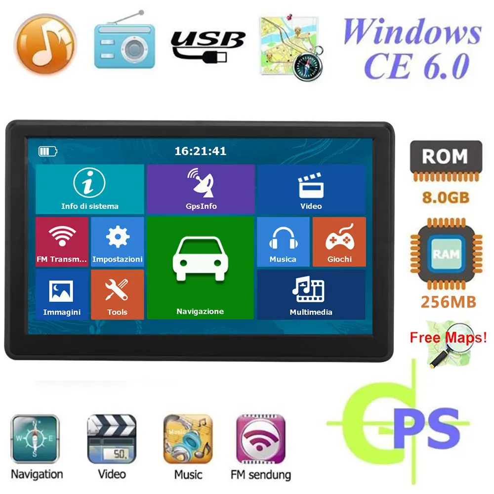 VEHEMO 7-дюймовый портативный автомобильный GPS-навигатор FM/8G/DDR256M HD емкостный экран