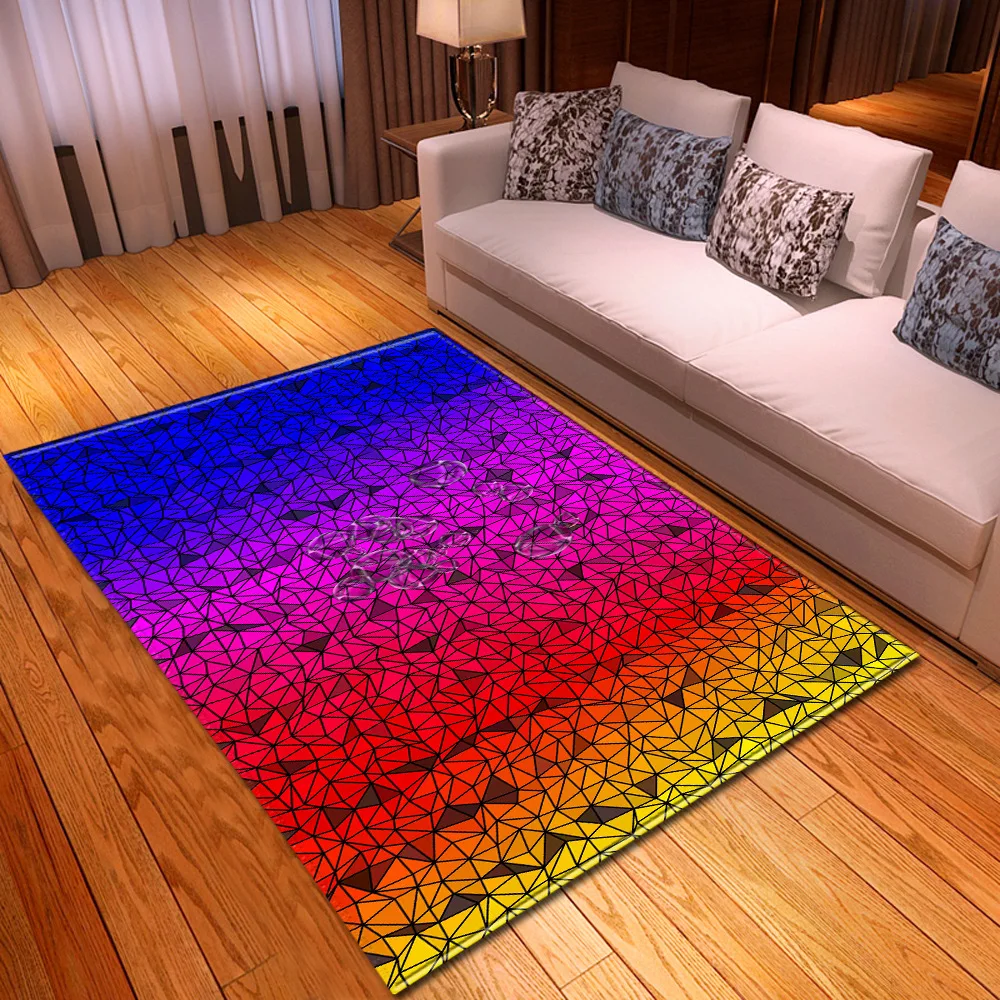 Креативные цветные ковры для гостиной, спальни, коврики с 3D геометрическим принтом, детский игровой коврик, фланелевый большой ковер с эффектом памяти