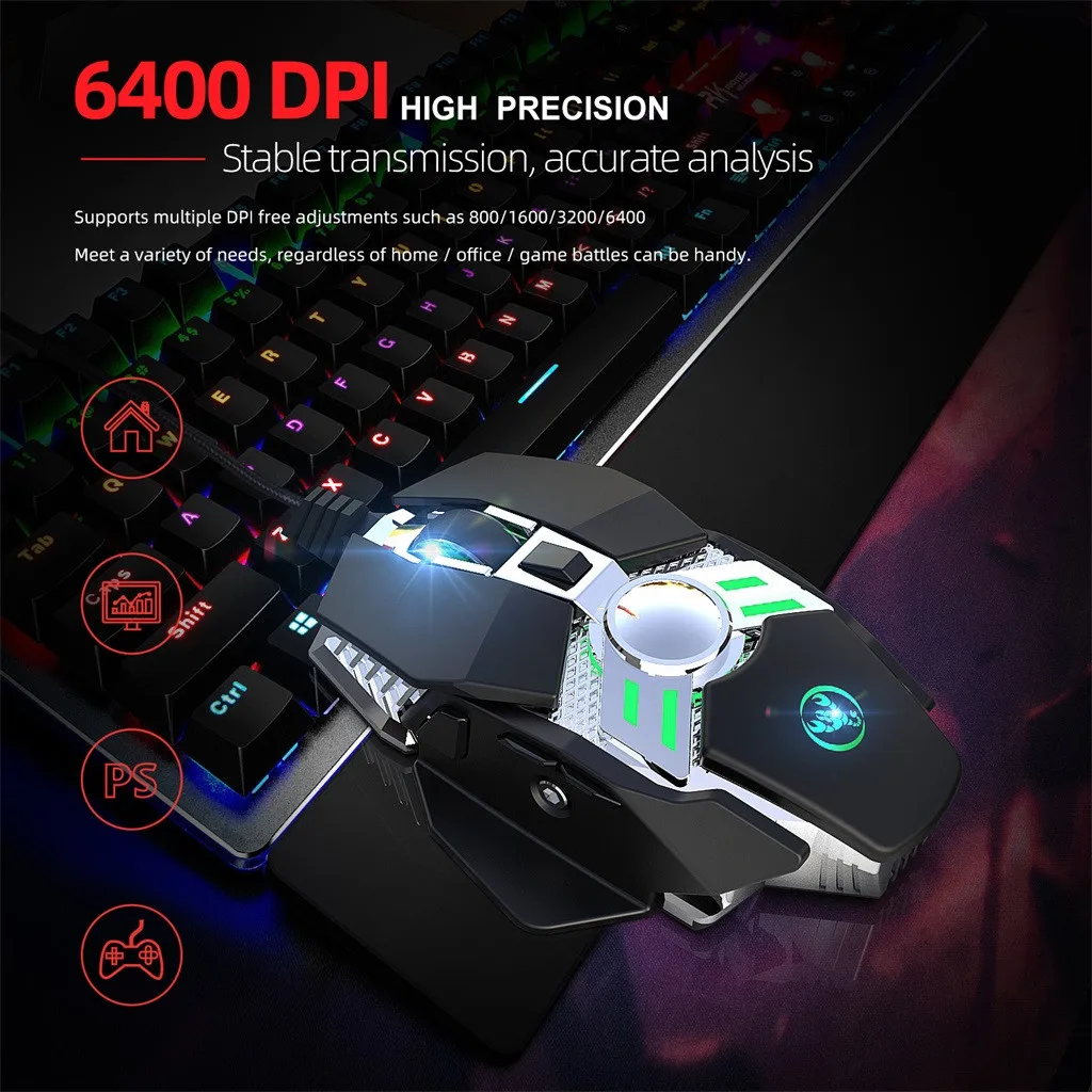 Бесплатная доставка CARPRIE Механическая проводная USB игровая мышь 6400DPI